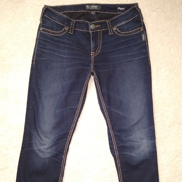 SILVER SUKI MID SUPER SKINNY STRETCH BLUE JEANS 31 (U.S. SIZE 11/12) - Picture 3 of 6